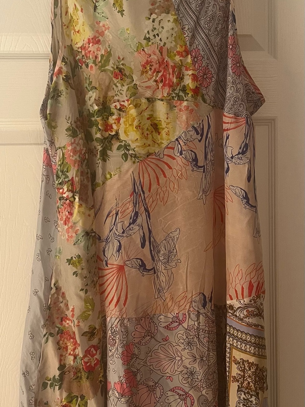 Johnny Was Alyssa Floral Paisley Patchwork 100% Silk MIDI Dress